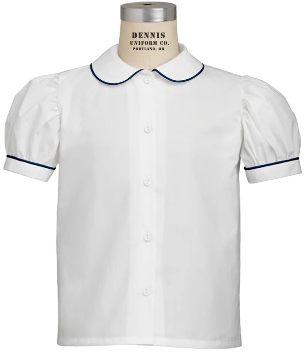 Navy Piping Peter Pan Collar Blouse