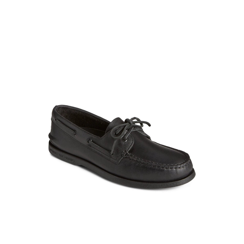 Boat Shoe Black Leather Smooth