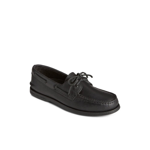 Boat Shoe Black Leather Smooth