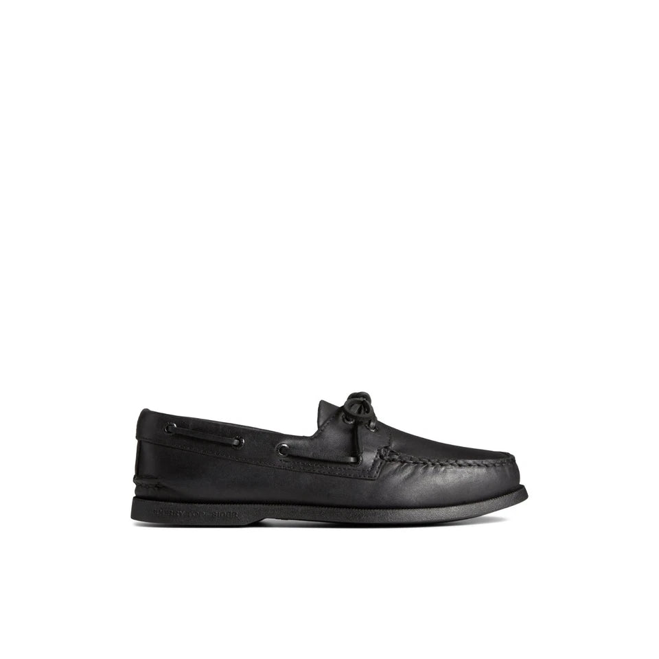Boat Shoe Black Leather Smooth