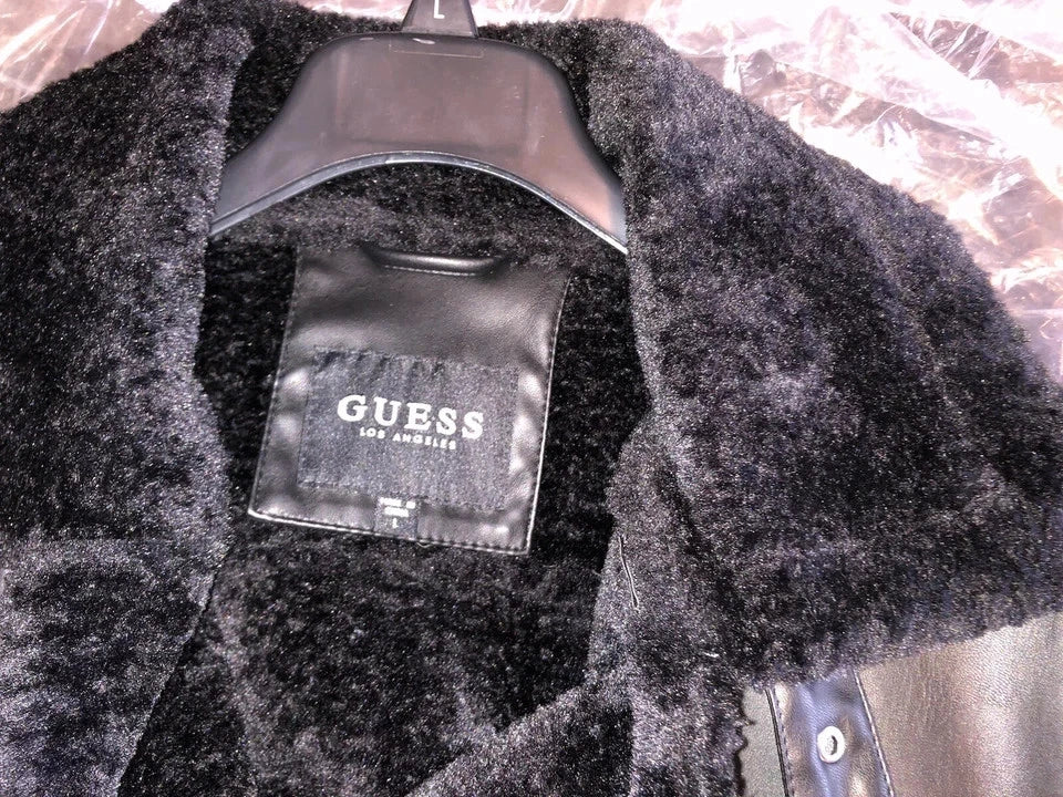 Asymmetrical Black Faux Leather Fur Motorcycle Jacket