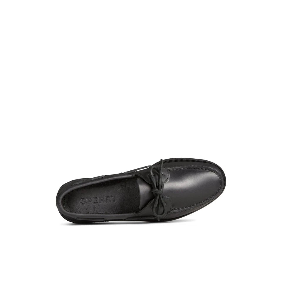 Boat Shoe Black Leather Smooth
