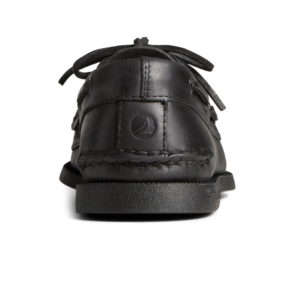 Boat Shoe Black Leather Smooth