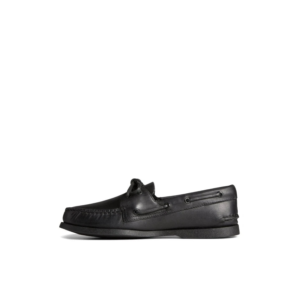 Boat Shoe Black Leather Smooth